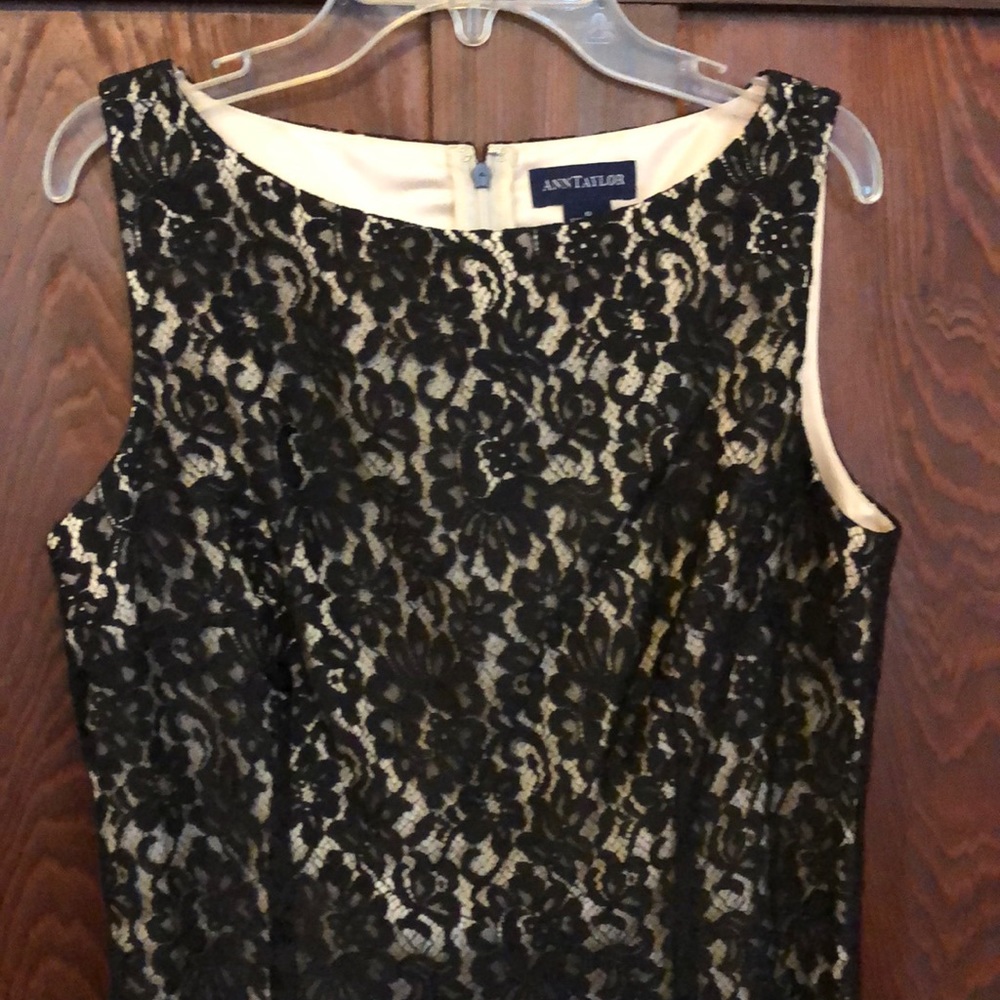 Ann Taylor black lace sheath dress, size 6.